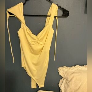 Yellow Ruched Bodysuit